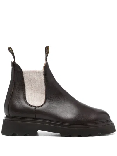 Doucal's Leather Ankle Boots In Brown