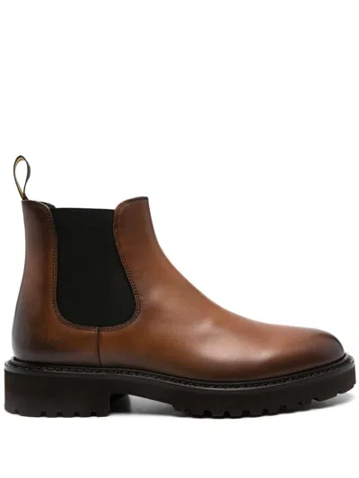 Doucal's Leather Chelsea Boots In Brown