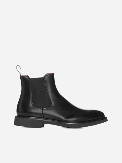 Doucal's Leather Chelsea Boots In Nero