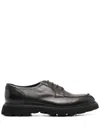 Doucal's Polished Black Derby Shoes With Calf Leather Sole In Black