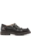 Doucal's Lace-up Shoe In Black Grained Leather In Brown