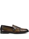 Doucal's Leather Lace-ups With Double Buckle In Brown