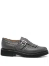 Doucal's Grey Leather Shoes With Buckle And Fringes In Grey