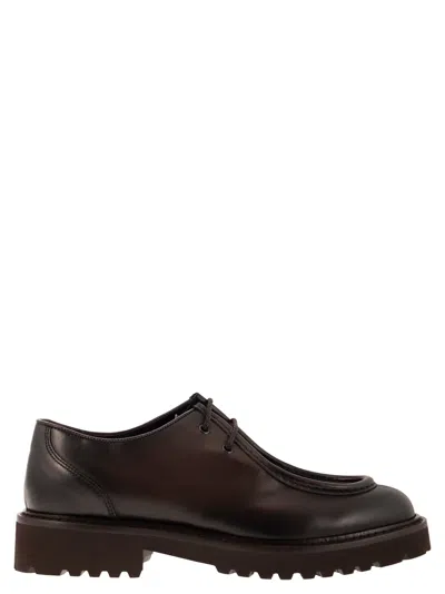 Doucal's Leather Lace-up Shoes In Dark Brown