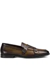 Doucal's Leather Lace-ups With Double Buckle In Brown