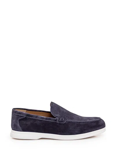 Doucal's Leather Loafer In Notte Fdo Bianco