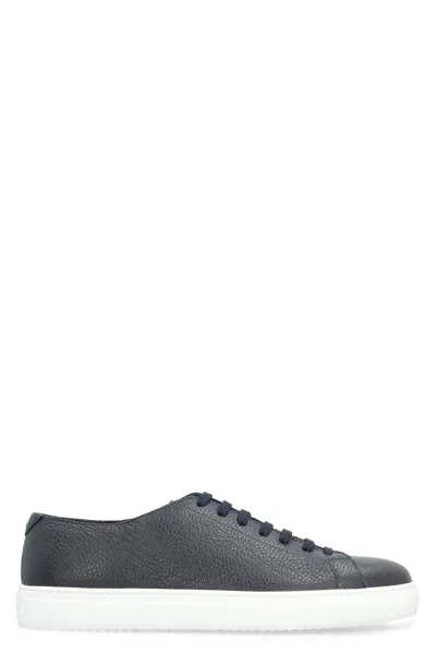 Doucal's Leather Low-top Sneakers In Blue