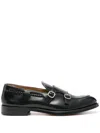 Doucal's Black Calf Leather Double-buckle Monk Shoes In Black