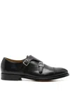 Doucal's Double-buckle Leather Monk Shoes In Black