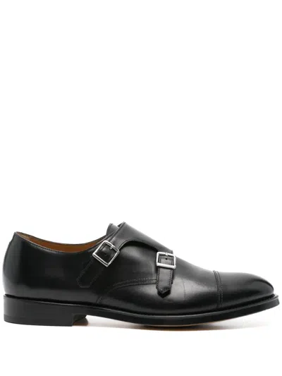 Doucal's Leather Monk Shoes In Black