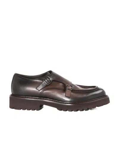Doucal's Leather Monk Shoes In Black