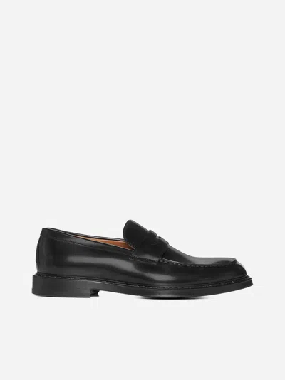 Doucal's Penny Moc Leather Loafers In Black