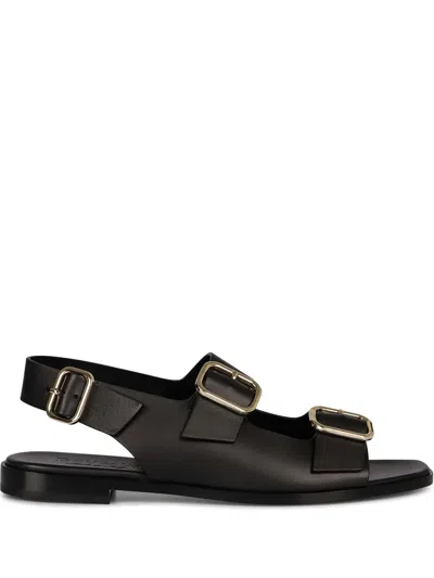 Doucal's Leather Sandals In Black
