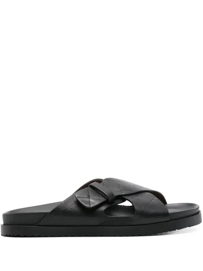 Doucal's Leather Slides In Black