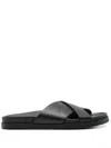 Doucal's Leather Slides In Black