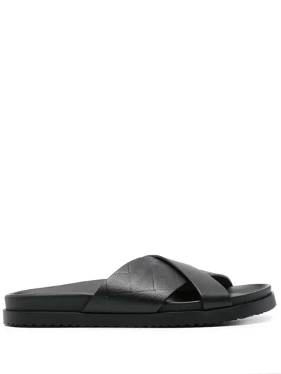 Doucal's Leather Slides In Black
