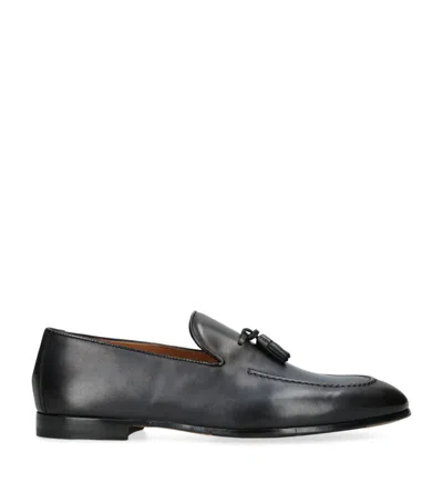 Doucal's Leather Tassel Moccasin Loafers In Black