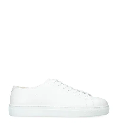 Doucal's White Leather Sneakers In Bianco