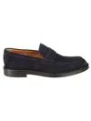 Doucal's Penny Loafers In Dark Brown Suede In Blue