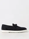 Doucal's Lace-up Suede Loafers In Blue 1