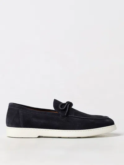 Doucal's Lace-up Suede Loafers In Blue 1