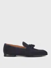 Doucal's Navy Blue Suede Loafers With Tassels In Blue