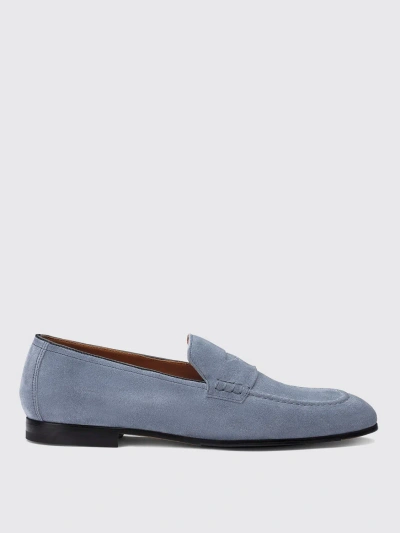 Doucal's Man Loafers Azure Size 9 Leather In Blue