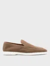 Doucal's Moc-stitching Suede Loafers In Ebony