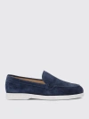 Doucal's Blue Suede Moccasin In Blue