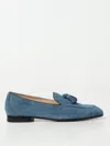 Doucal's Woman Loafers Slate Blue Size 9 Leather In Denim