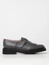 Doucal's Grey Leather Shoes With Buckle And Fringes In Grau