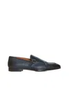Doucal's Man Loafers Midnight Blue Size 10 Leather In Indigo + F.do Nero