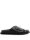 Doucal's Logo-buckle Leather Slides