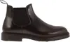 Doucal's Black Leather Ankle Boot In Brown