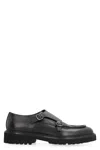 Doucal's Double-buckle Leather Monk Shoes In Black