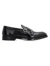 Doucal's Black Calf Leather Double-buckle Monk Shoes In Black