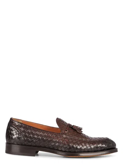 DOUCAL'S MEN'S WOVEN LEATHER LOAFERS