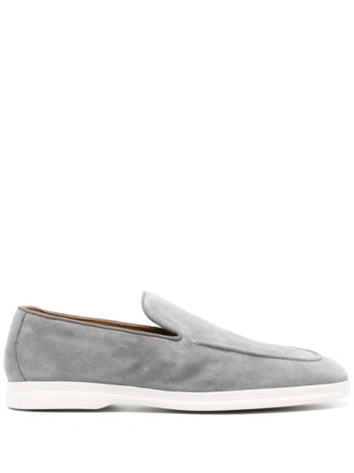 Doucal's Moc-stiching Gray Loafers In Grey