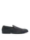 Doucal's Navy Blue Solid Loafers In Black