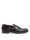 Doucal's Penny Adler Moccasin In Woven Leather In Black