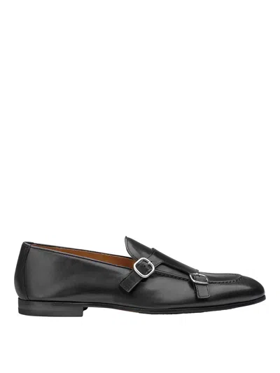 Doucal's Double-buckle Leather Loafers In Black