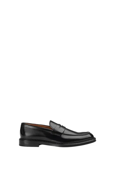 Doucal's Penny-slot Almond Toe Loafers In Black