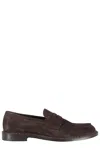 Doucal's Penny Strap Suede Loafers With Embossed Tub Stitching