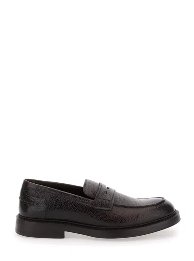 Doucal's Adler Brown Slip-on Loafers In Hammered Leather Man