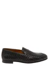 DOUCAL'S BLACK PULL ON LOAFERS IN WOVEN LEATHER MAN