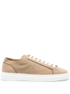 Doucal's Logo-debossed Leather Snekaers In Brown