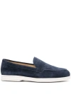 Doucal's Blue Suede Moccasin In Blue