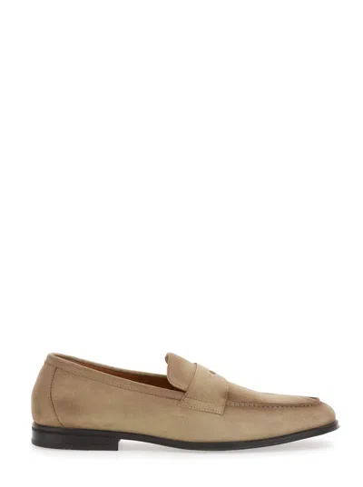 Doucal's Nottingham Beige Slip-on Loafers In Leather Man