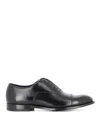 Doucal's Blue Oxford Shoes In Brushed Leather With Toe Cap In Black