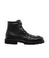 Doucal's Pebbled Leather Ankle Boots In Black